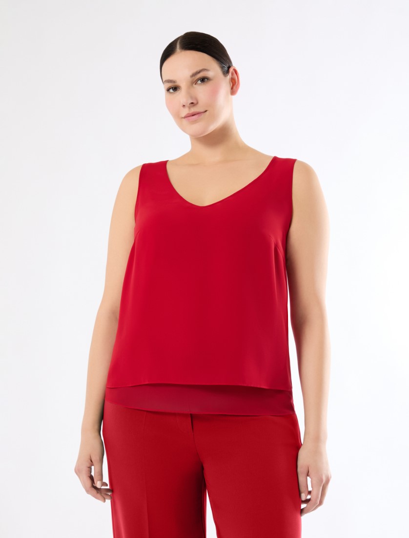 Krepp-Georgette-Oberteil - ROT - Marina Rinaldi - 3