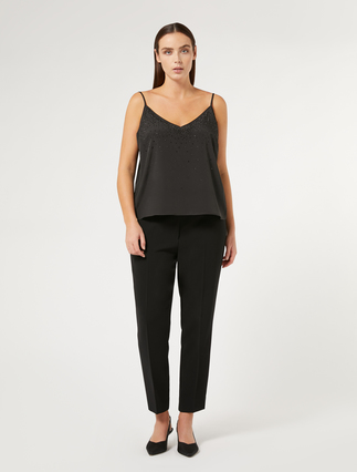 Crêpe de Chine top with rhinestones - Marina Rinaldi