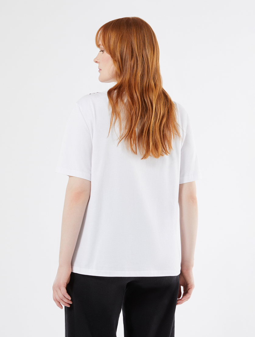 Rhinestone-adorned jersey T-shirt - OPTICAL WHITE - Marina Rinaldi - 4
