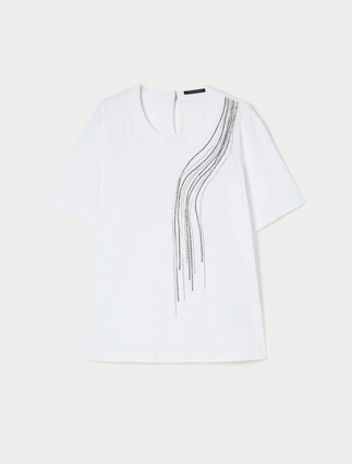 Rhinestone-adorned jersey T-shirt - Marina Rinaldi
