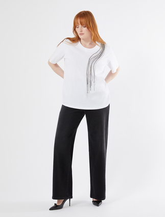Rhinestone-adorned jersey T-shirt - Marina Rinaldi