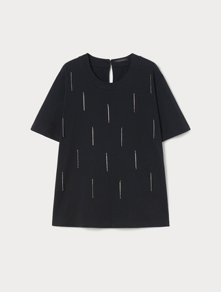 Rhinestone-adorned jersey T-shirt - Marina Rinaldi