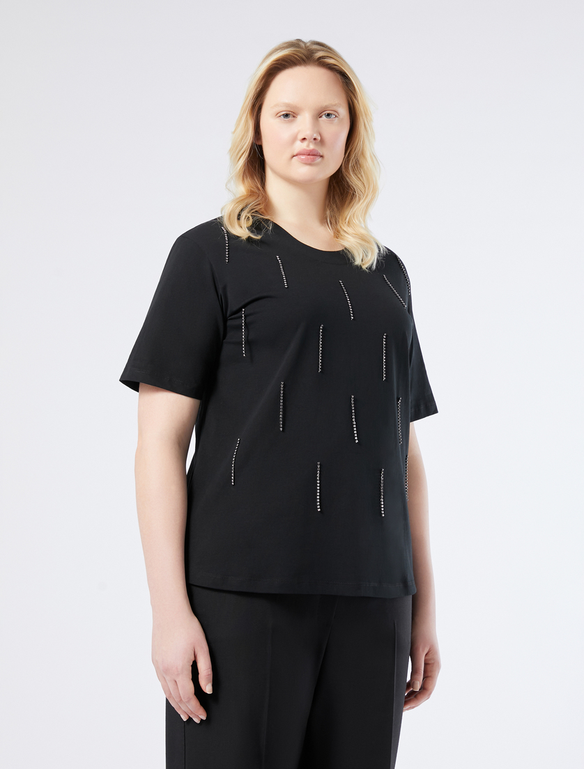 Rhinestone-adorned jersey T-shirt - BLACK - Marina Rinaldi - 3