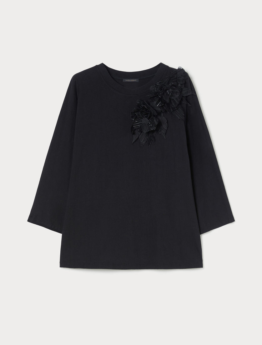 T-Shirt aus Jersey mit Stickerei - SCHWARZ - Marina Rinaldi