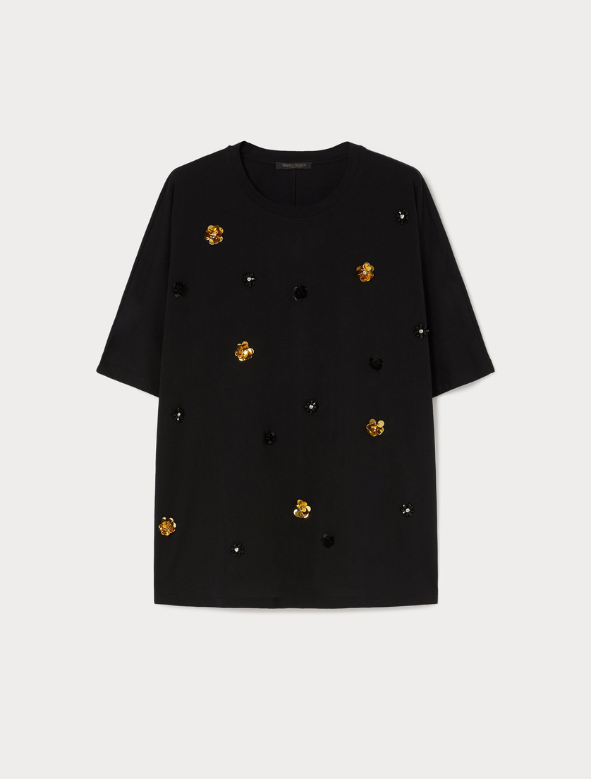 Sequin jersey T-shirt - BLACK - Marina Rinaldi Sequin jersey T-shirt - BLACK - Marina Rinaldi