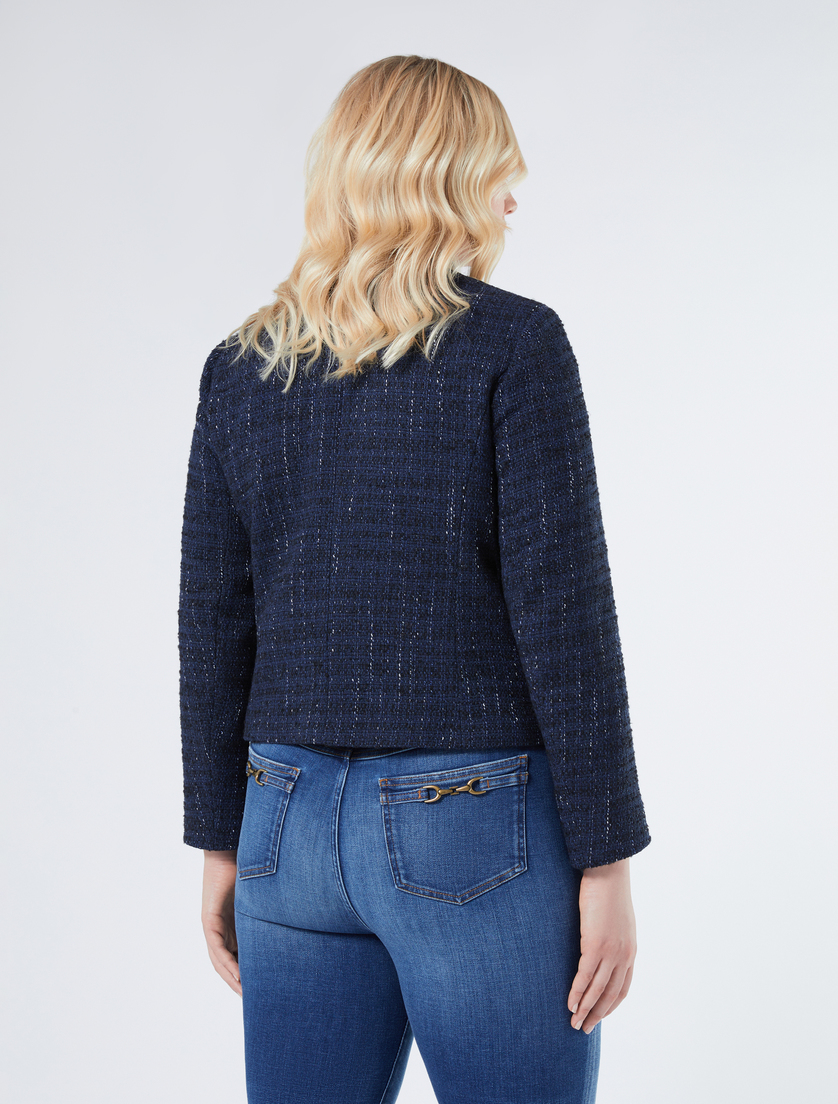 Yarn-dyed knit fabric jacket - NAVY - Marina Rinaldi - 4 Yarn-dyed knit fabric jacket - NAVY - Marina Rinaldi - 4