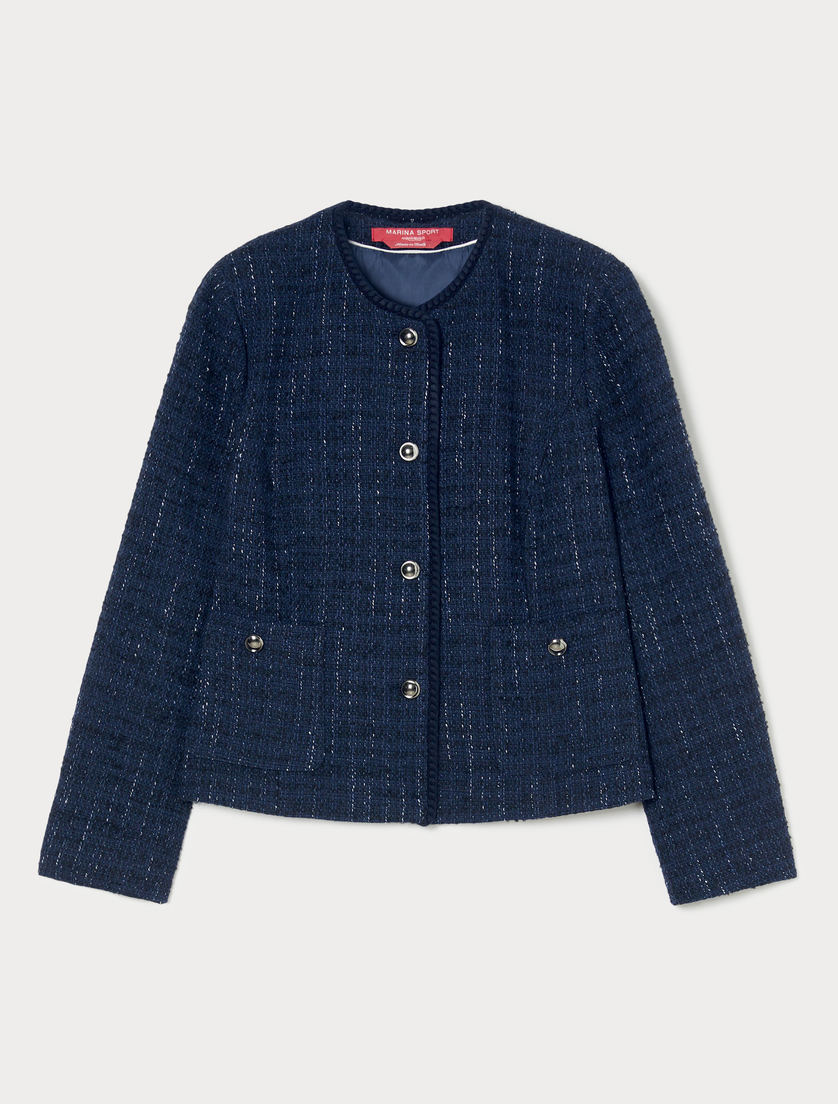 Yarn-dyed knit fabric jacket - NAVY - Marina Rinaldi Yarn-dyed knit fabric jacket - NAVY - Marina Rinaldi