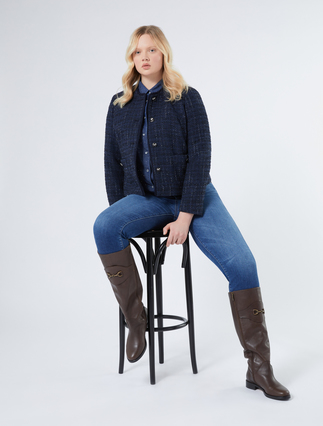 Yarn-dyed knit fabric jacket - Marina Rinaldi