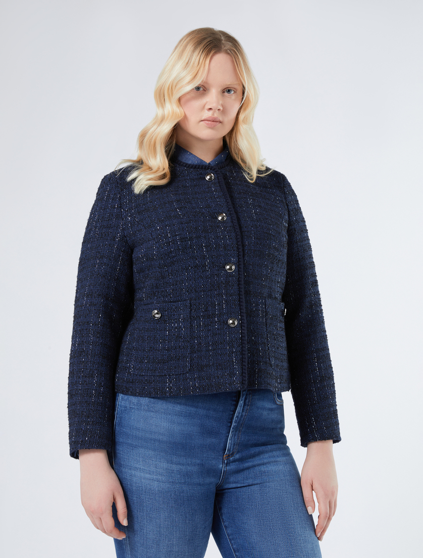 Yarn-dyed knit fabric jacket - NAVY - Marina Rinaldi - 3 Yarn-dyed knit fabric jacket - NAVY - Marina Rinaldi - 3