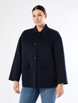 Double-faced wool-blend jacket - MIDNIGHTBLUE