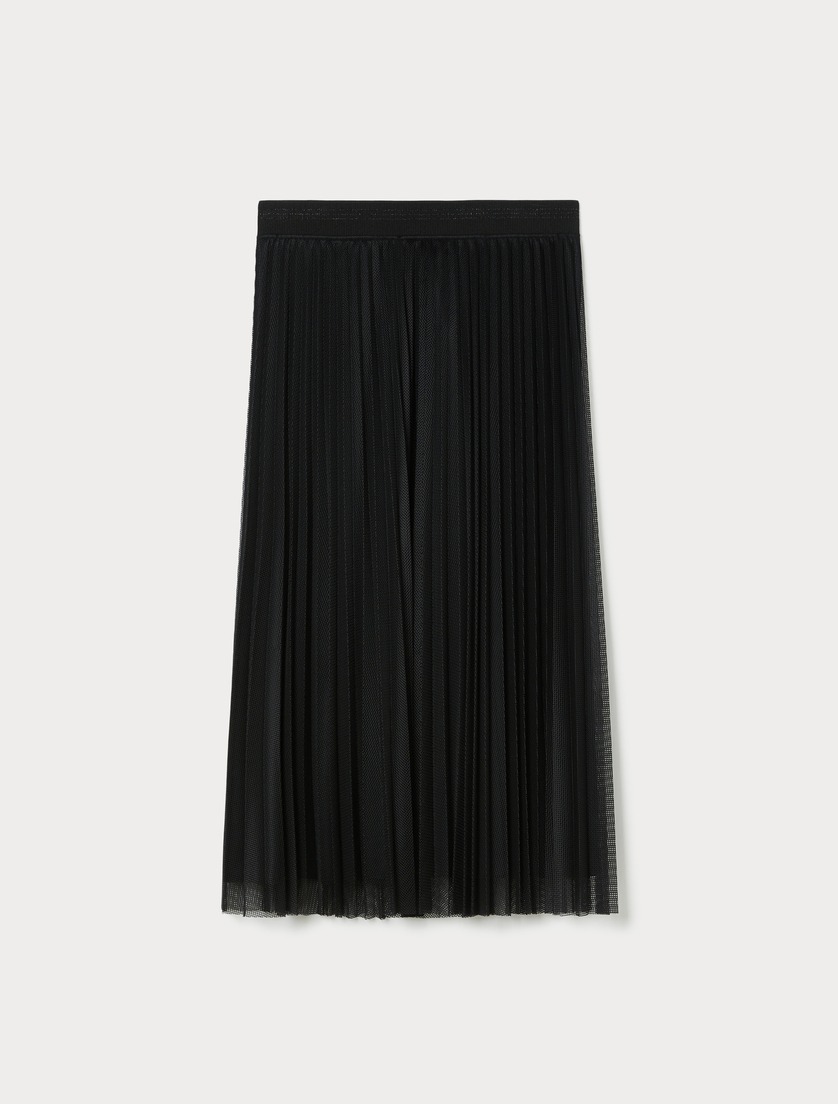 Long pleated mesh skirt - BLACK - Marina Rinaldi Long pleated mesh skirt - BLACK - Marina Rinaldi