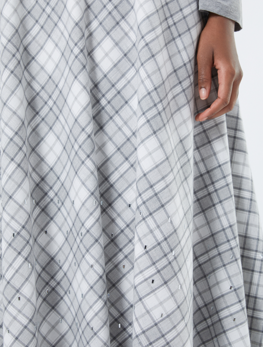 Long cotton skirt with rhinestones - LIGHT GREY - Marina Rinaldi - 5 Long cotton skirt with rhinestones - LIGHT GREY - Marina Rinaldi - 5
