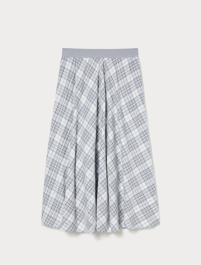 Long cotton skirt with rhinestones - LIGHT GREY - Marina Rinaldi Long cotton skirt with rhinestones - LIGHT GREY - Marina Rinaldi