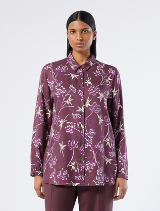 Camisa de sarga con estampado - BERENJENA