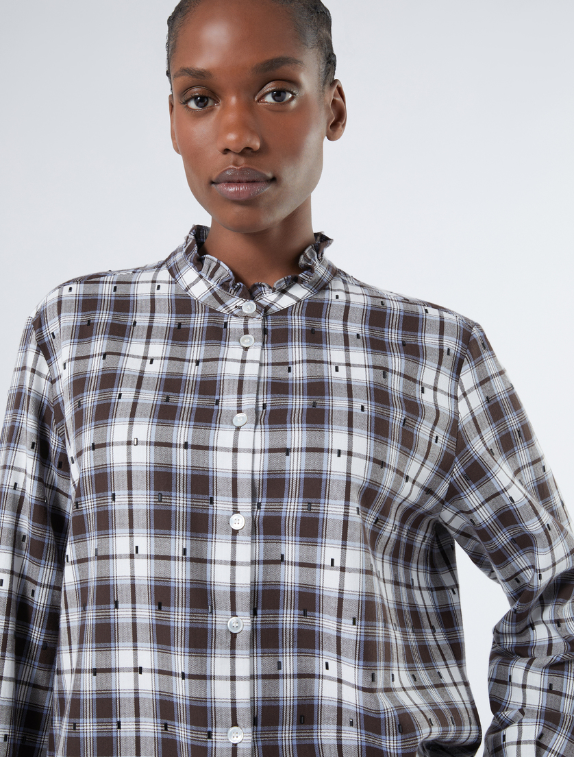 Cotton shirt with rhinestones - CHOCOLATE - Marina Rinaldi - 5 Cotton shirt with rhinestones - CHOCOLATE - Marina Rinaldi - 5