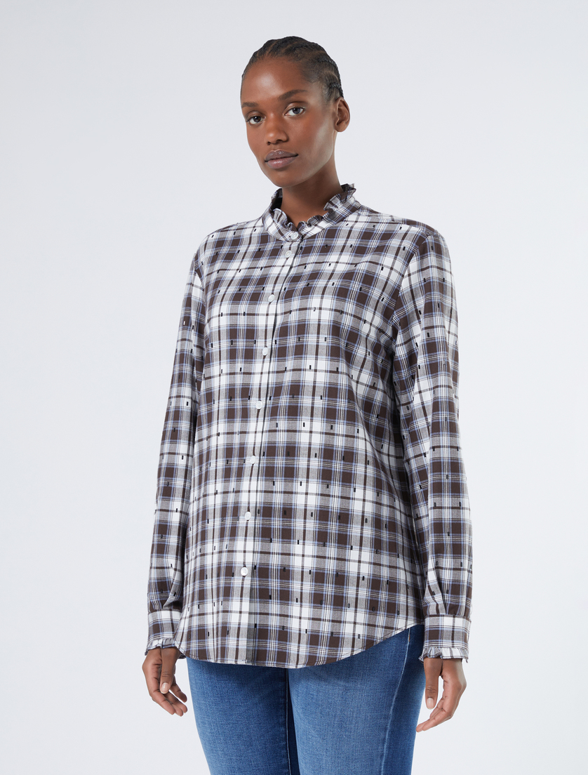 Cotton shirt with rhinestones - CHOCOLATE - Marina Rinaldi - 3 Cotton shirt with rhinestones - CHOCOLATE - Marina Rinaldi - 3