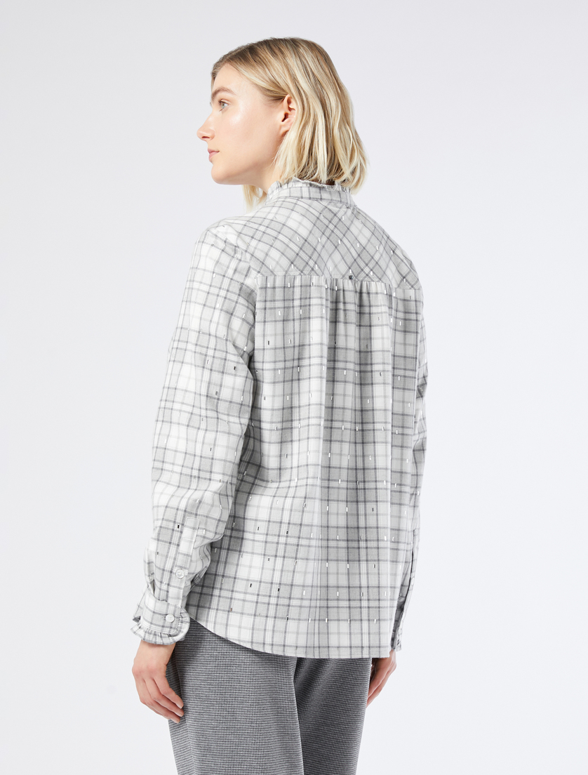 Cotton shirt with rhinestones - LIGHT GREY - Marina Rinaldi - 4 Cotton shirt with rhinestones - LIGHT GREY - Marina Rinaldi - 4