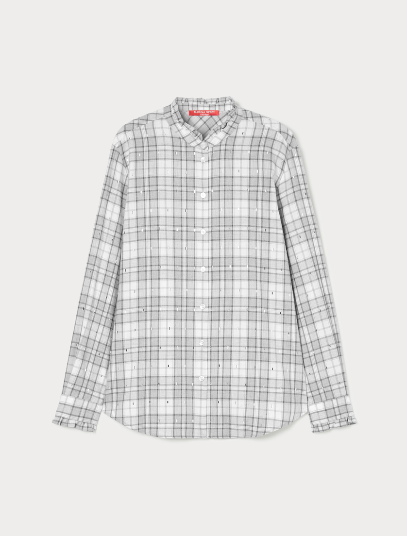 Cotton shirt with rhinestones - LIGHT GREY - Marina Rinaldi Cotton shirt with rhinestones - LIGHT GREY - Marina Rinaldi