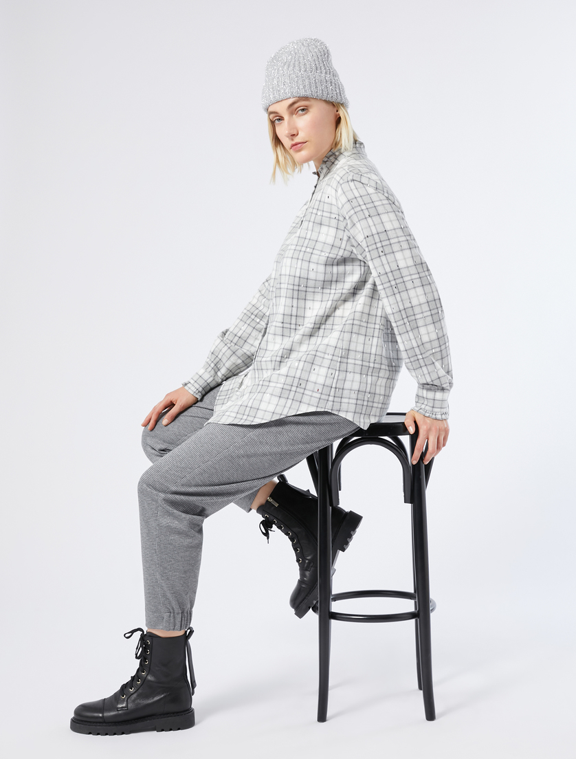 Cotton shirt with rhinestones - LIGHT GREY - Marina Rinaldi - 2 Cotton shirt with rhinestones - LIGHT GREY - Marina Rinaldi - 2