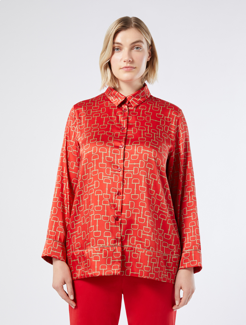 Printed twill shirt - RED - Marina Rinaldi - 3 Printed twill shirt - RED - Marina Rinaldi - 3