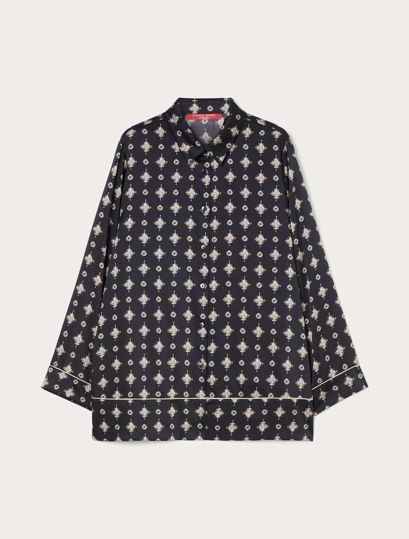 Printed twill shirt - BLACK - Marina Rinaldi Printed twill shirt - BLACK - Marina Rinaldi