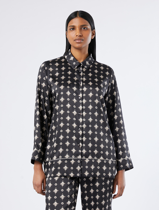 Printed twill shirt - BLACK