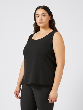 Flowing crêpe top - BLACK