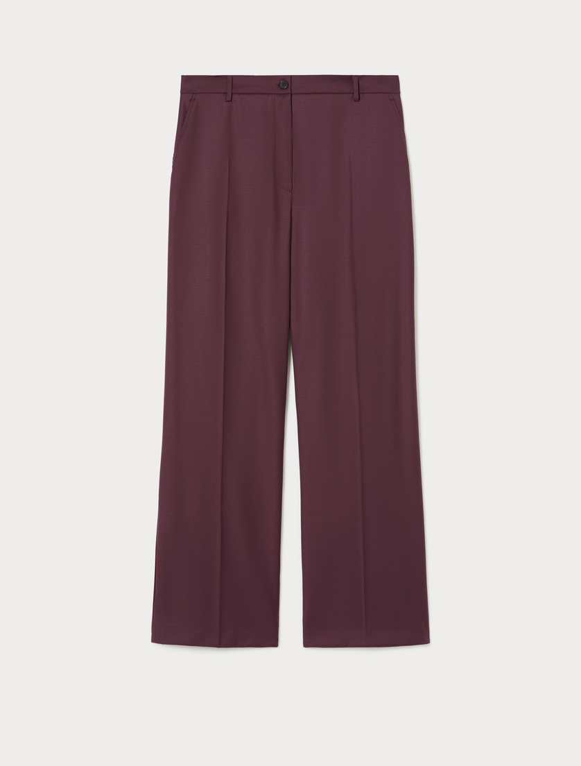 Pantalón de gabardina de lana - BERENJENA - Marina Rinaldi