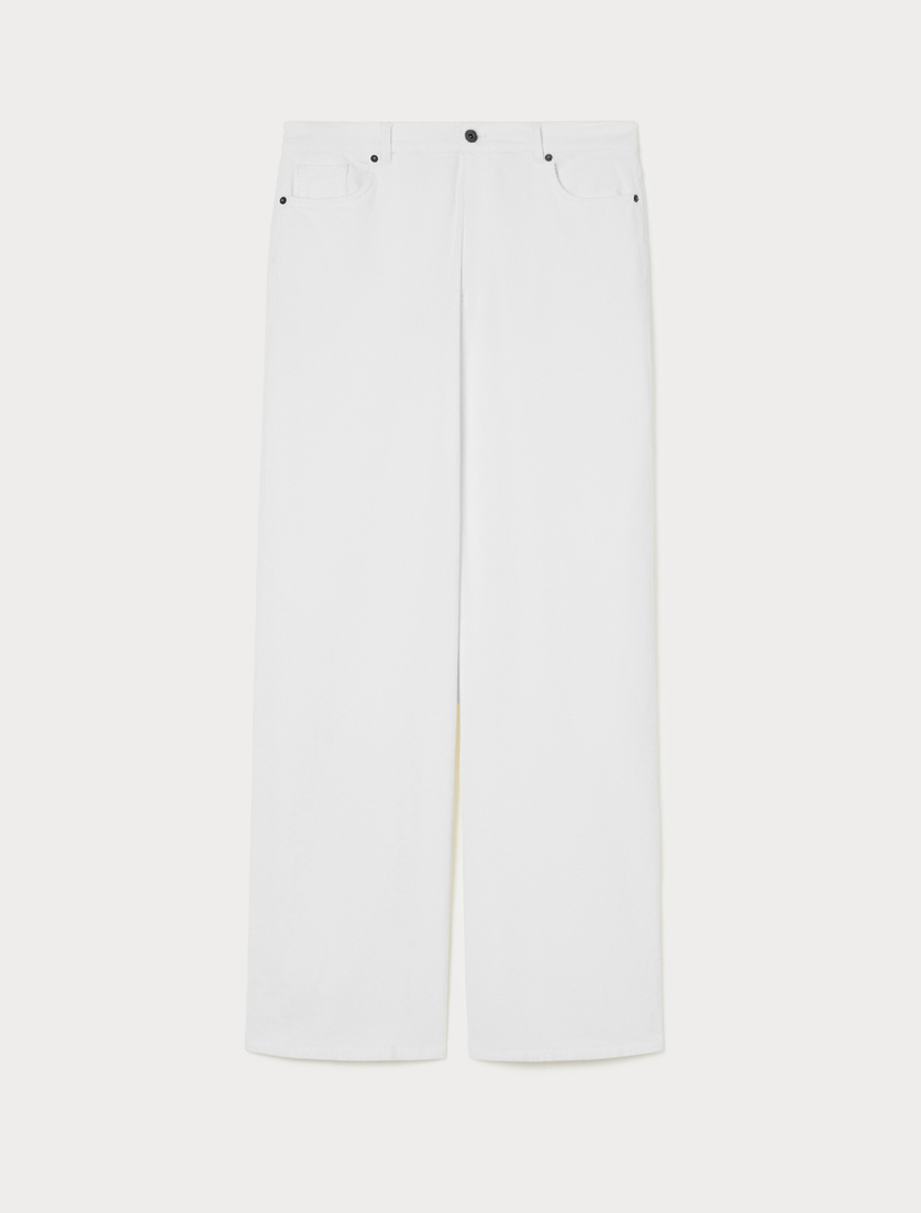 Hose aus Stretch-Samt mit weitem Bein - ELFENBEINFARBEN - Marina Rinaldi