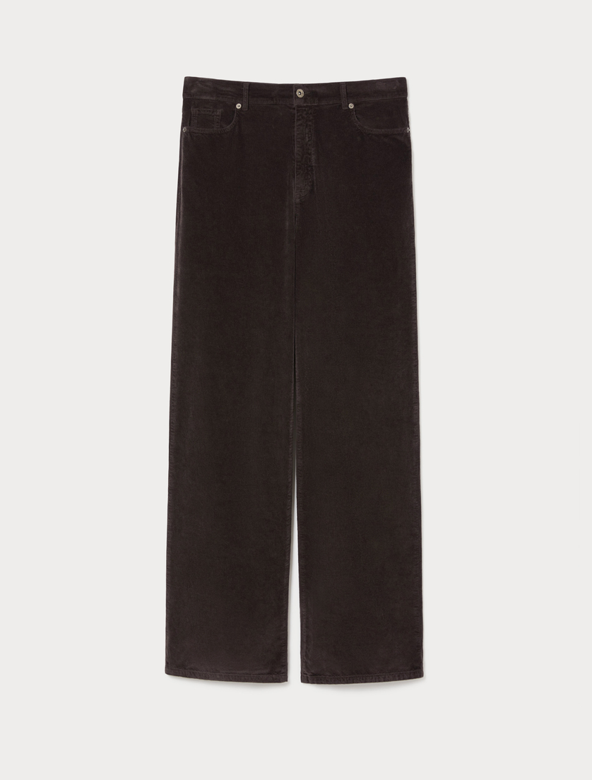 Hose aus Stretch-Samt mit weitem Bein - SCHOKOLADE - Marina Rinaldi