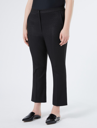 Lurex jacquard flared trousers - BLACK