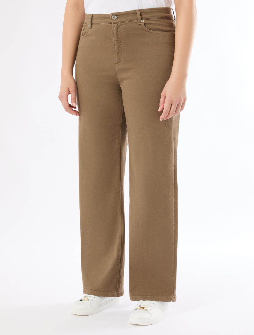 Pantalon large en bull de coton - GRIS TOURTERELLE - Marina Rinaldi - 3