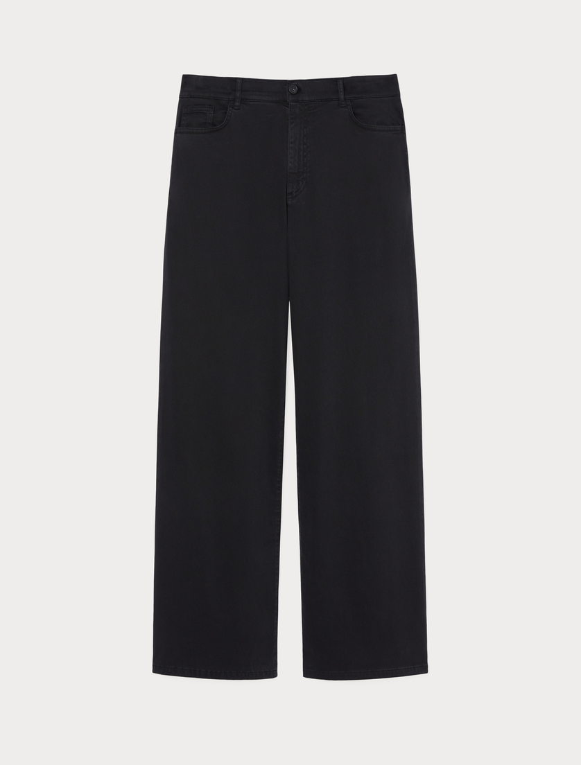 Satin wide-leg trousers - BLACK - Marina Rinaldi