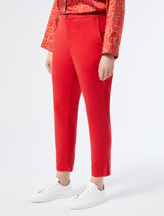 Slim-fit satin trousers - RED