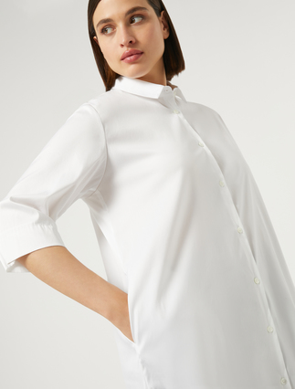 Cotton-blend poplin shirt - OPTICAL WHITE - Marina Rinaldi - 5