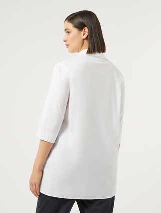 Cotton-blend poplin shirt - OPTICAL WHITE - Marina Rinaldi - 4