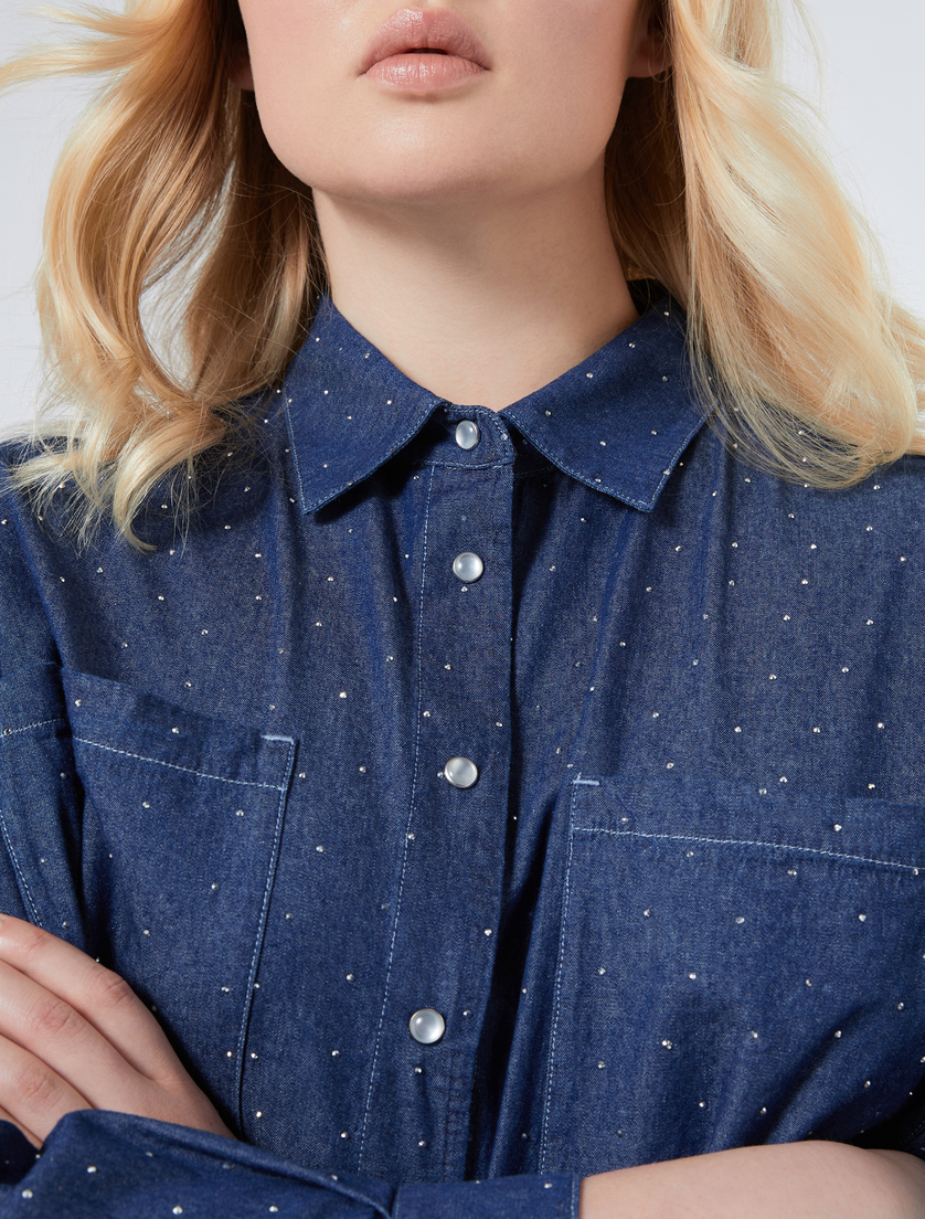 Denim shirt with studs - NAVY - Marina Rinaldi - 5 Denim shirt with studs - NAVY - Marina Rinaldi - 5