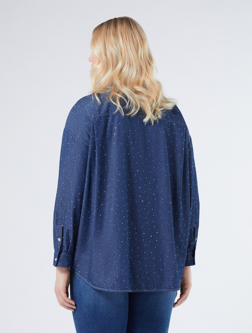 Denim shirt with studs - NAVY - Marina Rinaldi - 4 Denim shirt with studs - NAVY - Marina Rinaldi - 4