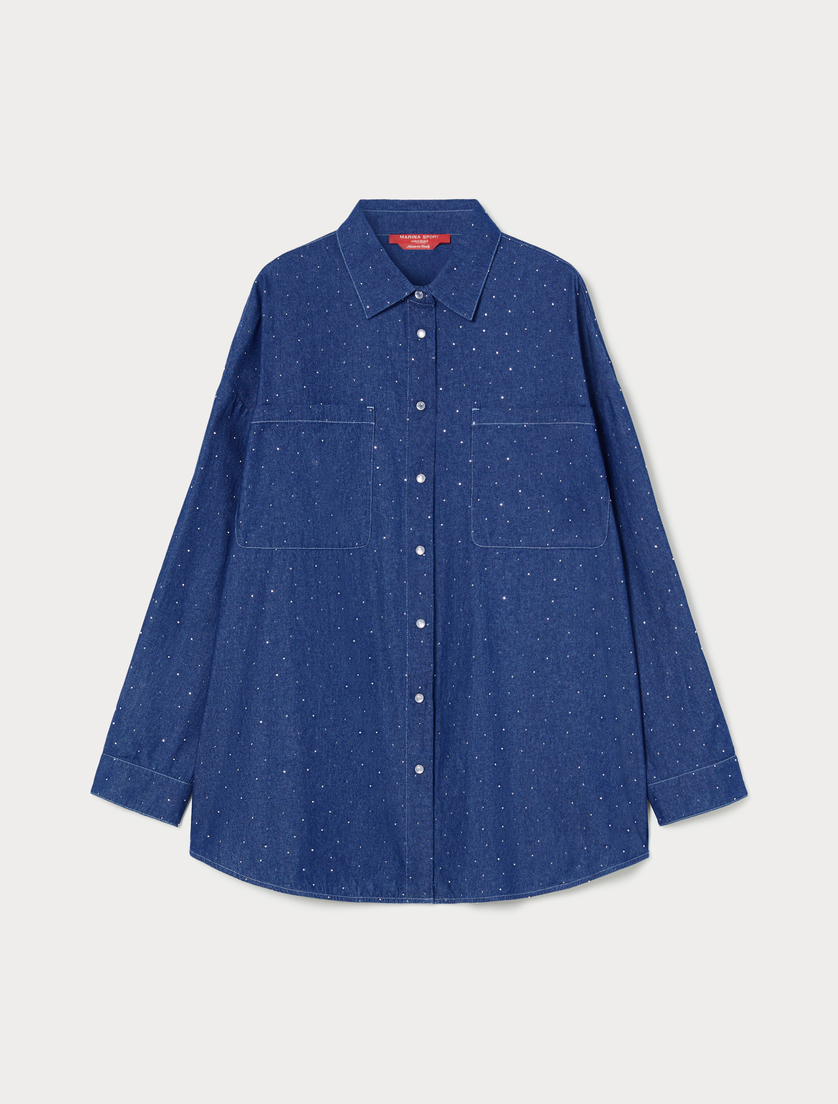 Denim shirt with studs - NAVY - Marina Rinaldi Denim shirt with studs - NAVY - Marina Rinaldi