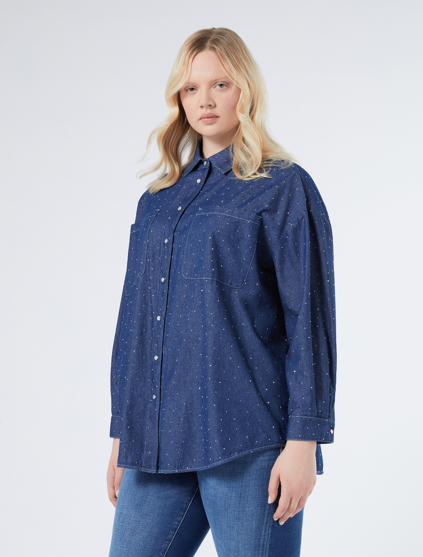 Denim shirt with studs - NAVY - Marina Rinaldi - 3 Denim shirt with studs - NAVY - Marina Rinaldi - 3