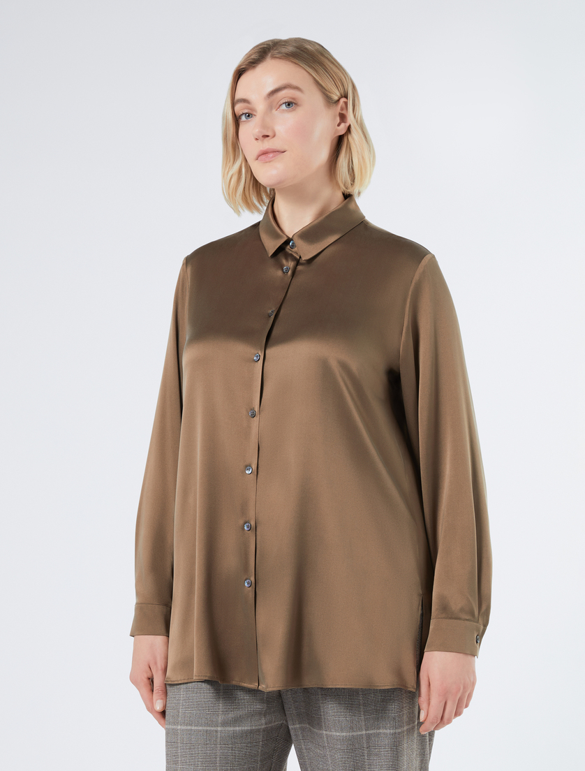Silk satin shirt - BROWN - Marina Rinaldi - 3 Silk satin shirt - BROWN - Marina Rinaldi - 3