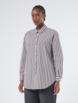 Garngefärbte Hemdbluse aus Popeline - AUBERGINE