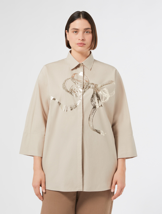 Chemise en popeline imprimée - BEIGE COLONIAL