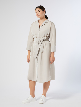 〈タグ付き未使用〉MARINA RINALDI リネンシャツ Taffeta shirt dress, turtledove grey | Marina Rinaldi