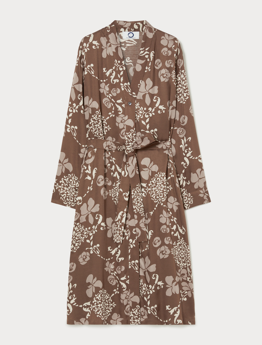 Kleid aus bedrucktem Twill - BRAUN - Marina Rinaldi Kleid aus bedrucktem Twill - BRAUN - Marina Rinaldi