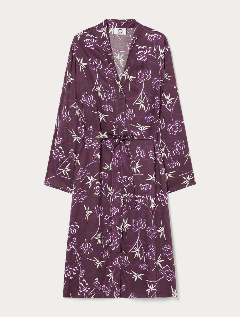 Kleid aus bedrucktem Twill - AUBERGINE - Marina Rinaldi Kleid aus bedrucktem Twill - AUBERGINE - Marina Rinaldi