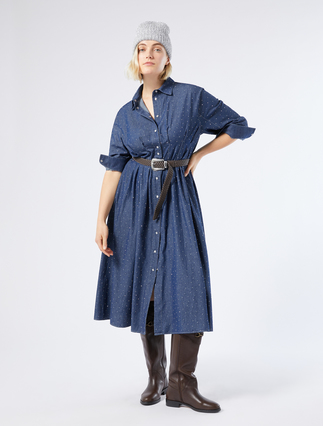 Langes Jeanskleid mit Strass - Marina Rinaldi