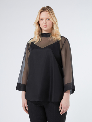 Silk organza tunic - BLACK
