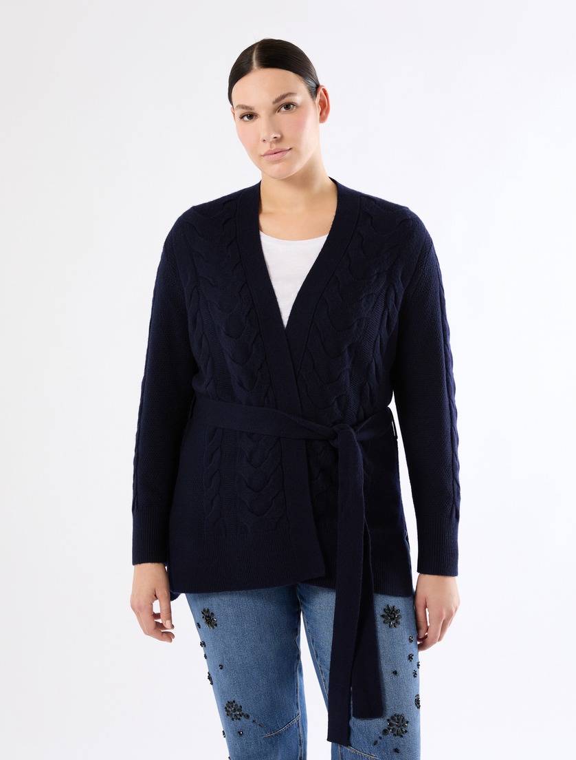 Cashmere-blend cardigan - NAVY - Marina Rinaldi - 3