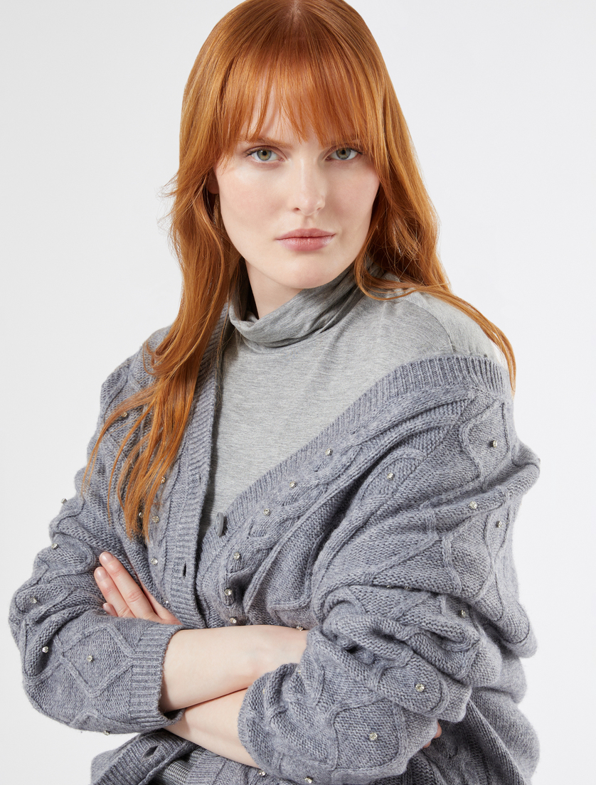 Wool blend cardigan with rhinestones - MEDIUM GREY - Marina Rinaldi - 5 Wool blend cardigan with rhinestones - MEDIUM GREY - Marina Rinaldi - 5